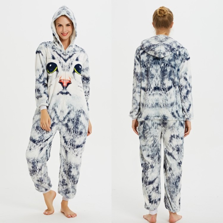 Pijama Mameluco de Animales de Franela Térmico para Hogar