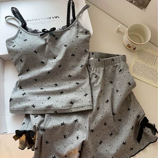 Top with cups, summer cute pijama, sexy set with bow, lifting effect