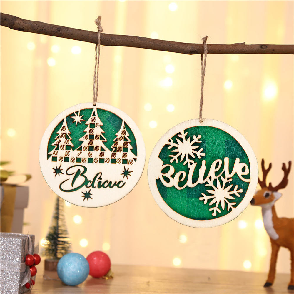 Christmas Wooden Door Plate Pendant Interior Decoration Party Decoration Christmas Decorations Wooden Plate Hanging Ornament_voghion.com