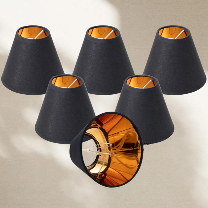 Black Surface Gold Base Lampshade Shell Cover New Modern Simple Lampshade Creative E14 Small Screw Lamp Accessories Lighting Fixtures