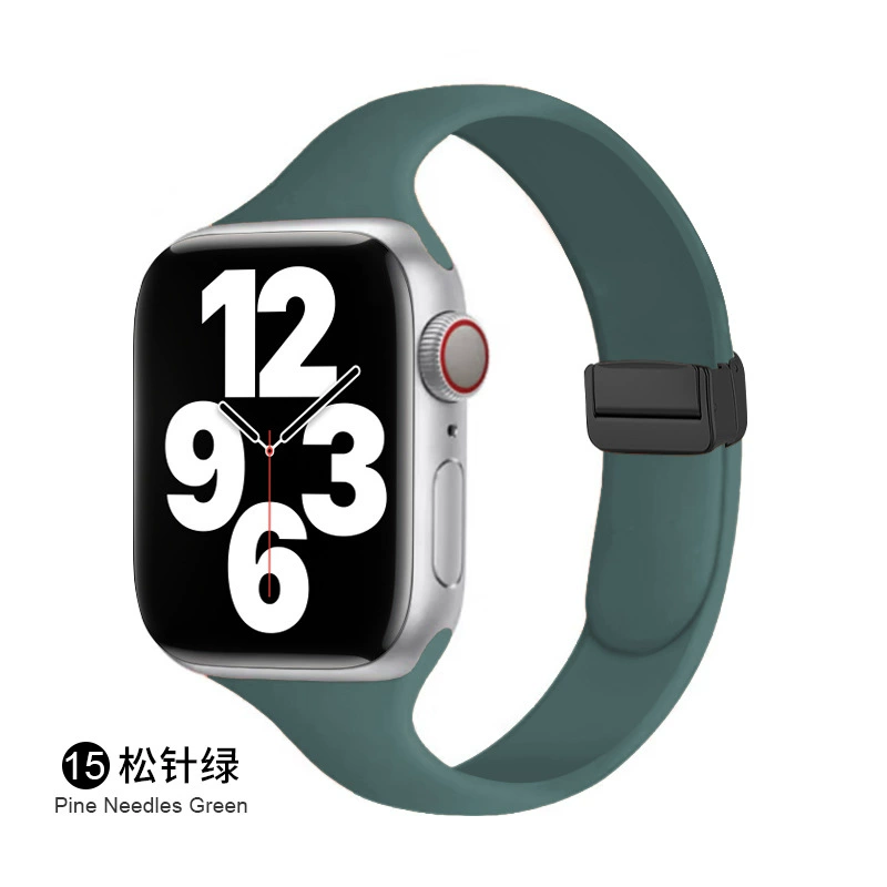 Совместимый ремешок Apple Watch всей линейки, можно использовать 14 мм магнитную складную застежку, силиконовый ремешок для маленькой талии Apple