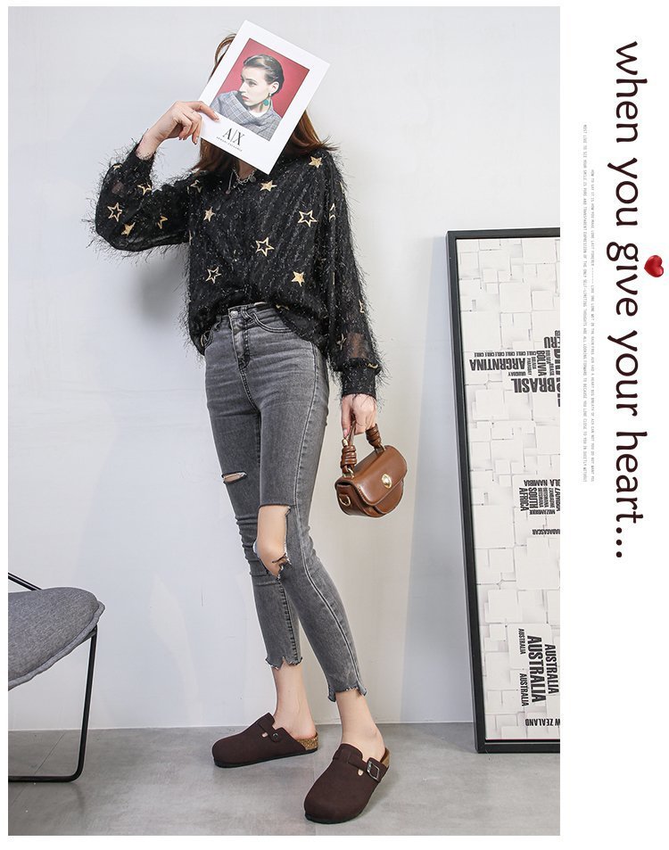 Spring 2021 European and American retro Baotou half-slipper women's cork flat flat large size casual one-step lazy lady's slipper undefined