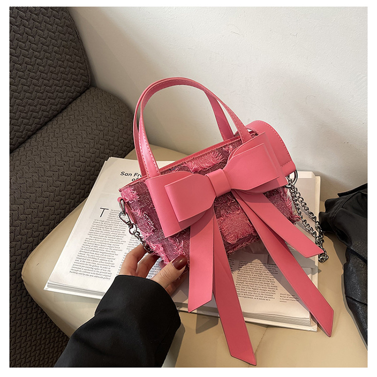 Women's Medium Pu Leather Bow Knot Streetwear Bowknot Zipper Shoulder Bag display picture 20