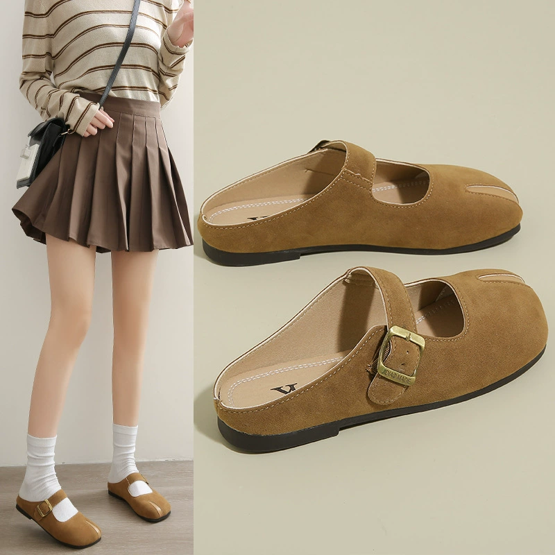 Модные плоские туфли с половиной тапочек женские туфли