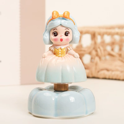 New Snow White Ceramic Rotating Car and Desktop Ornament, Suitable for Gifting, Wholesale (Car ornaments) - blue-snow-white-blue-ceramic