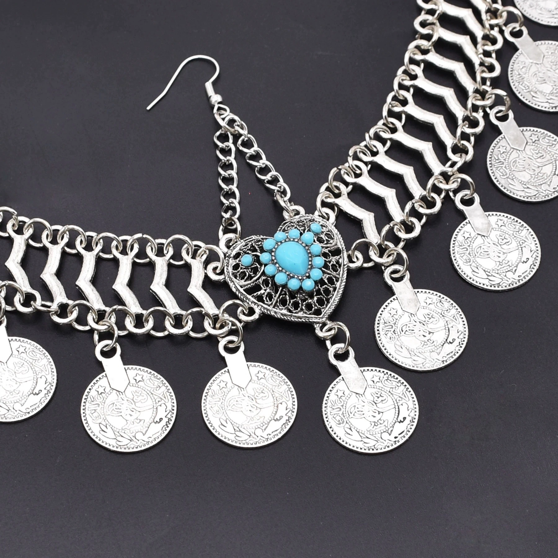 Эthnic hair accessory, headband, coins, ethnic style, micro incrustation, boho style