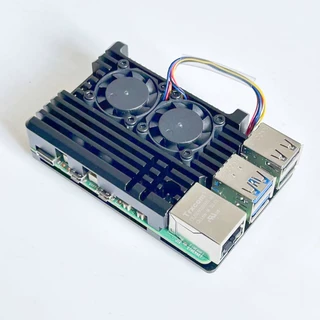 树莓派5代铝合金外壳Raspberry Pi 5双风扇散热保护盒金属外壳