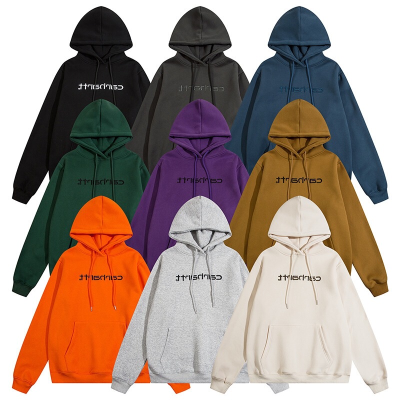 European and American Trendy Brand Carhartt Classic Letter Embroider Men's and Women's Loose Hooded Fleece Hoodie Sweatshirt