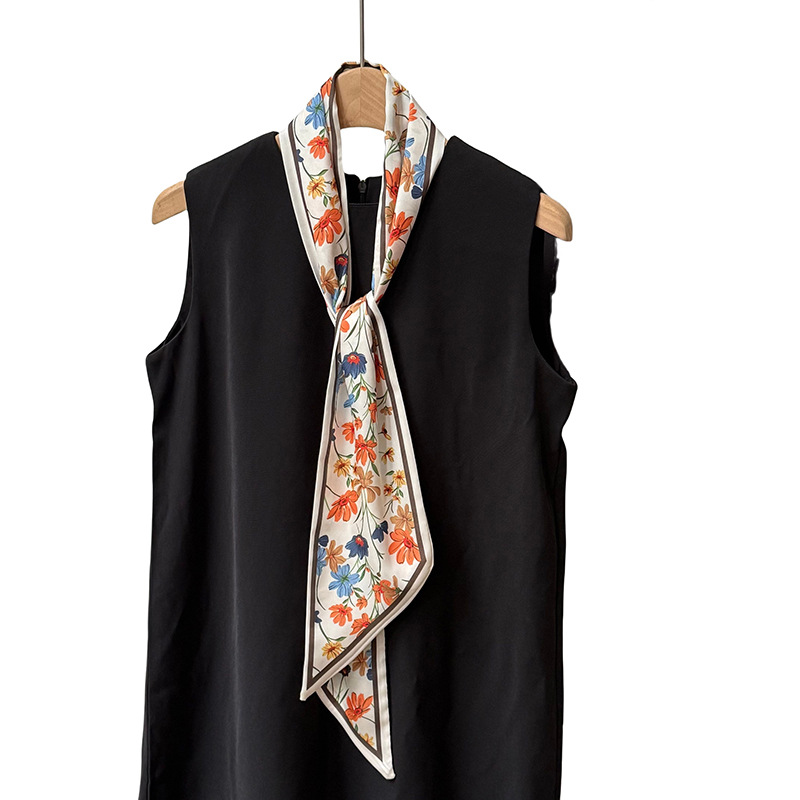 Bufanda de seda, atmósfera coreana, nuevo temperamento, cinta de esquina afilada de moda, cinturón de seda de imitación, bufanda con cuello