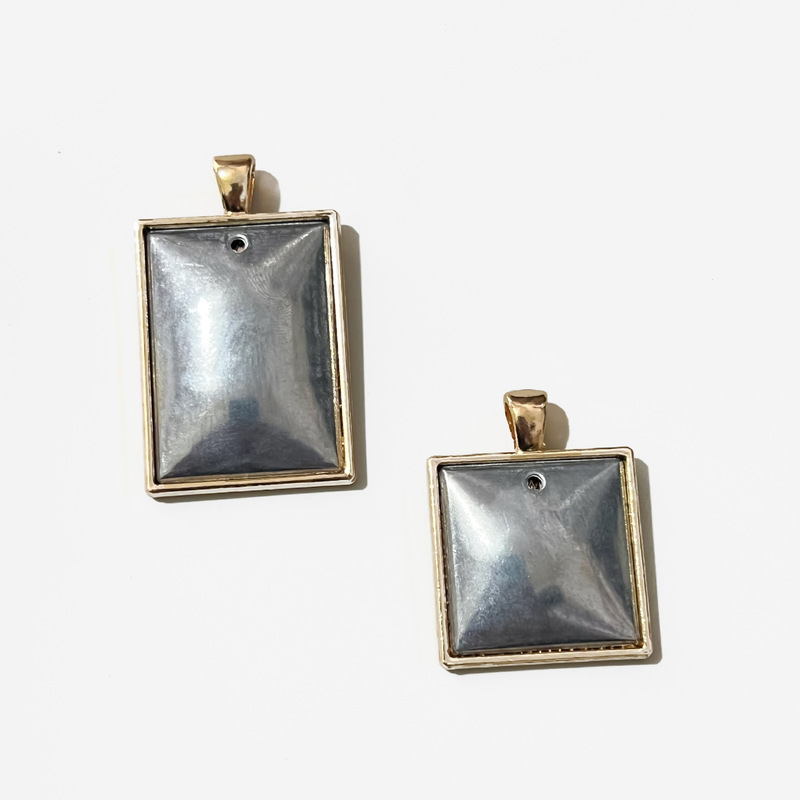 Song Brocade Alloy Base DIY Jewelry Accessories Chinese Style Geometric Square Pendant Pendant Inlay Set