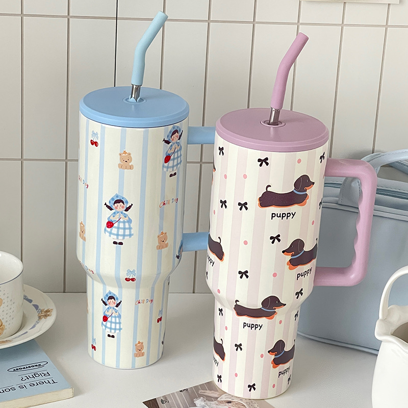 Taza de aislamiento portátil de diseño original Taza de agua de pareja Taza de hielo de acero inoxidable lindo de gran capacidad y alto valor de verano
