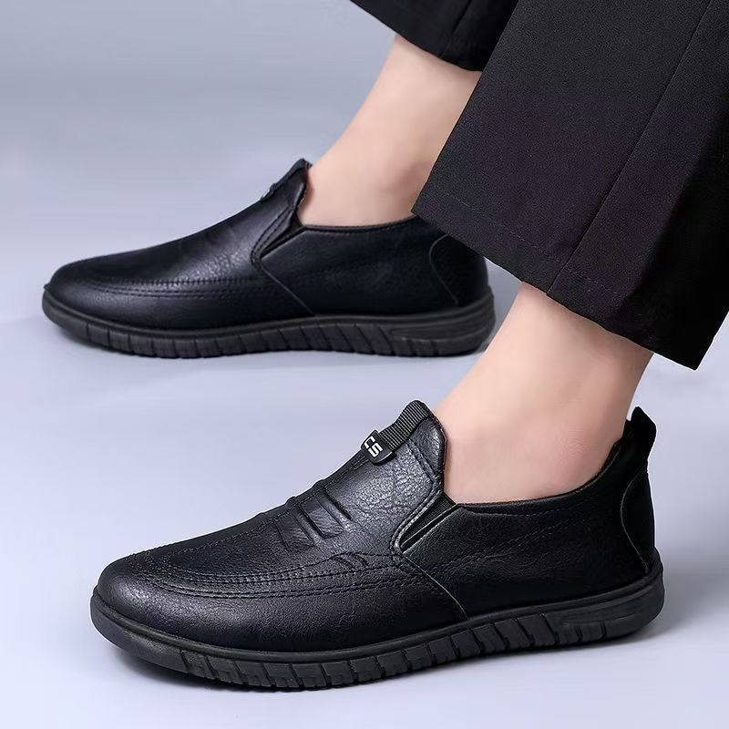 Hombres de negocios suaves de mediana edad zapatos casuales de mediana edad zapatos pu con suela gruesa zapatos antideslizantes zapatos transpirables para hombre