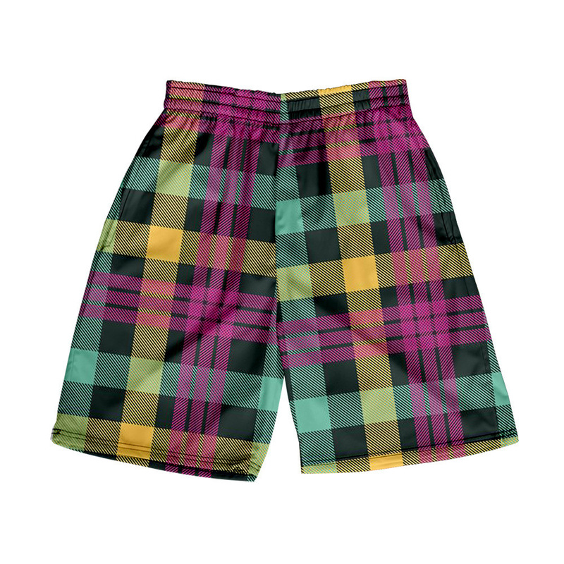 Foreign Trade 2025 Spring and Summer Men's Hawaiian Casual Plaid Shorts European and American Style Casual Beach Pants