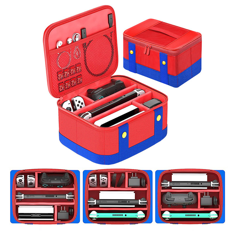 Amazon transfronterizo para Nintendo switch bolsa de almacenamiento rojo y azul Mario portátil Satchel OLED/