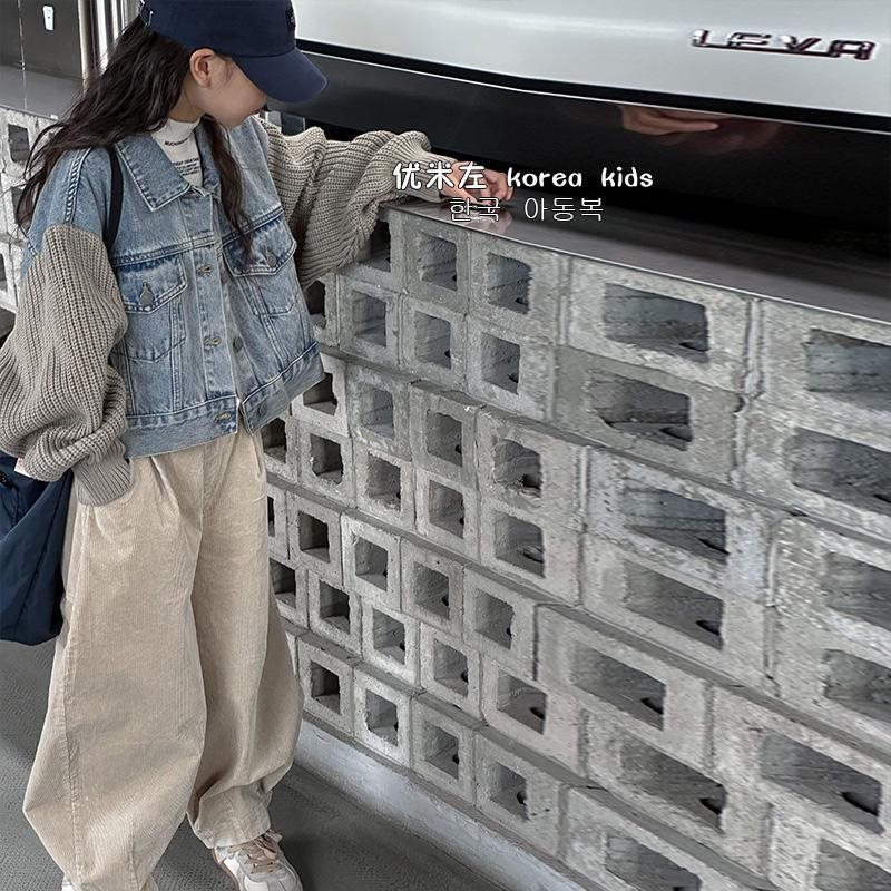 보라 한국 아동복 소녀 청바지 세련된 패션 2024 어린이 가을 코트 소년 중 큰 어린이