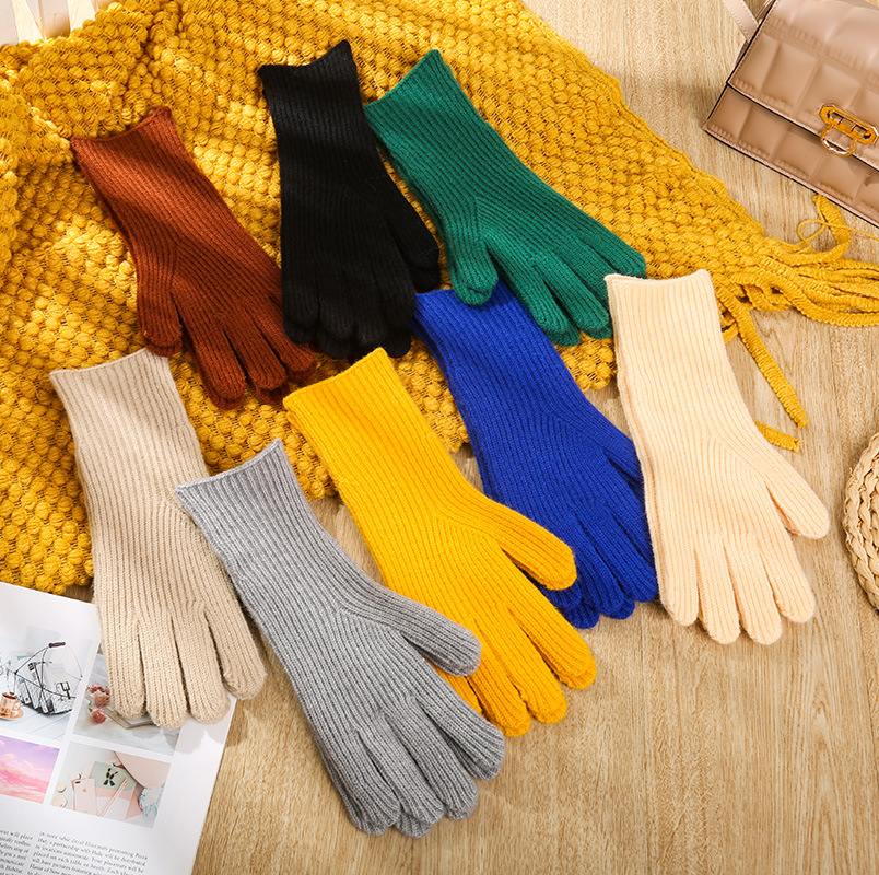 Autumn fashionable long keep warm solid color universal gloves