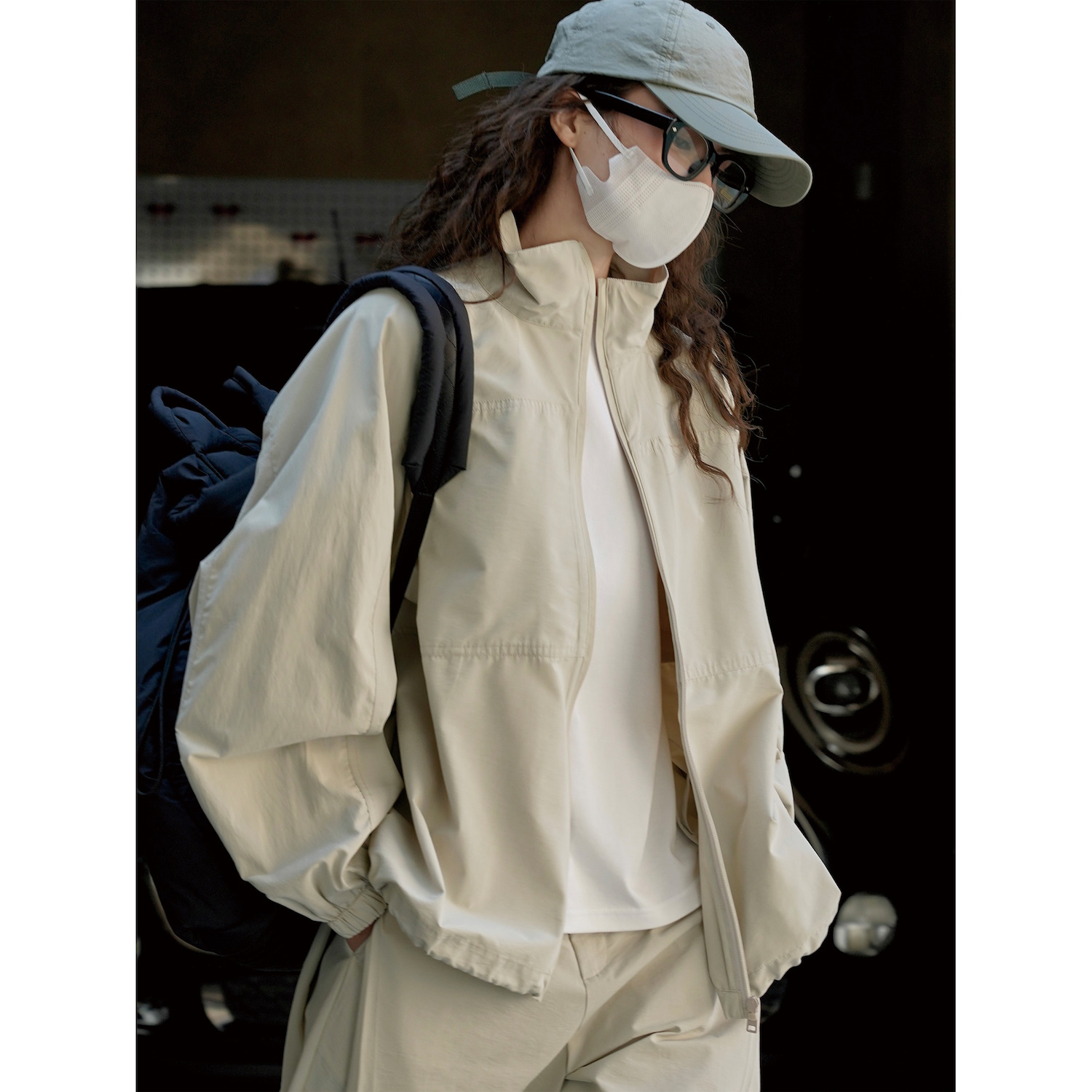 Louvre Spring/Summer New Japanese Style Outdoor Mountain Style Stand Collar Sports Jacket Loose Fit Slimming Casual Outerwear Women's