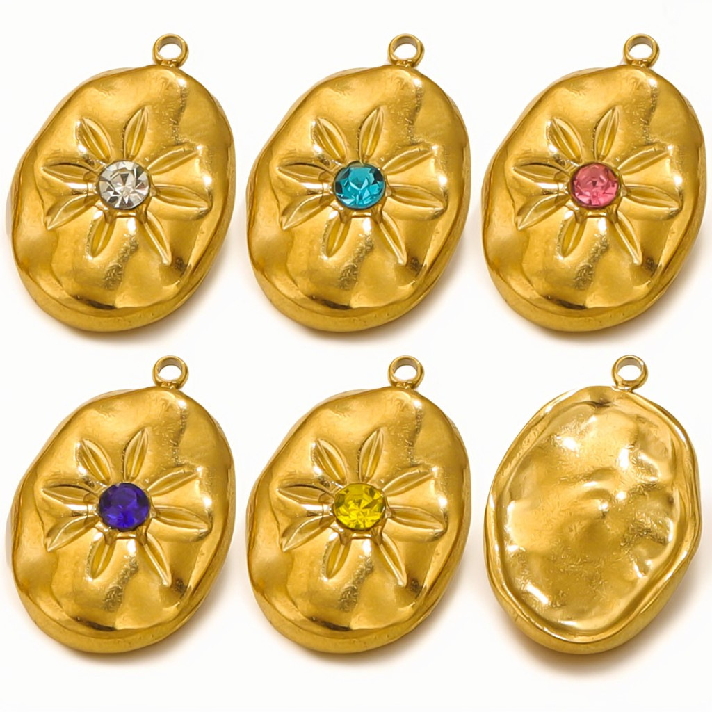 Acero inoxidable diamante de color sol estrella luna colgante de acero de titanio bohemio aceite pulido acabado accesorios de oro de color