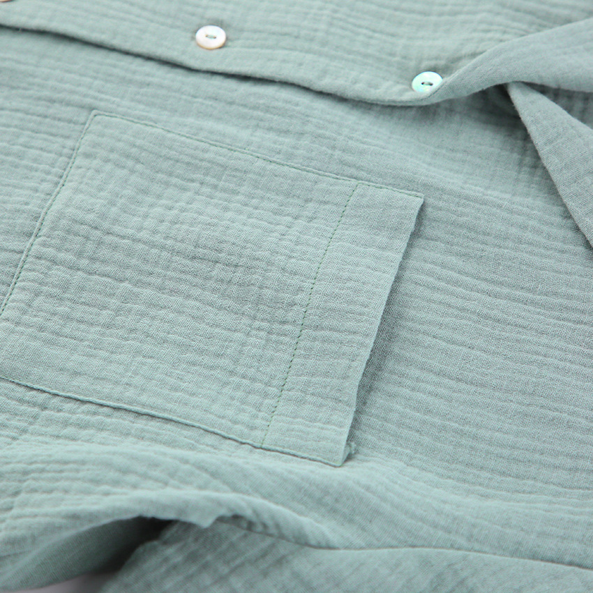 Lightweight Cotton Linen Button Up Shirt and Pant Pajama Set