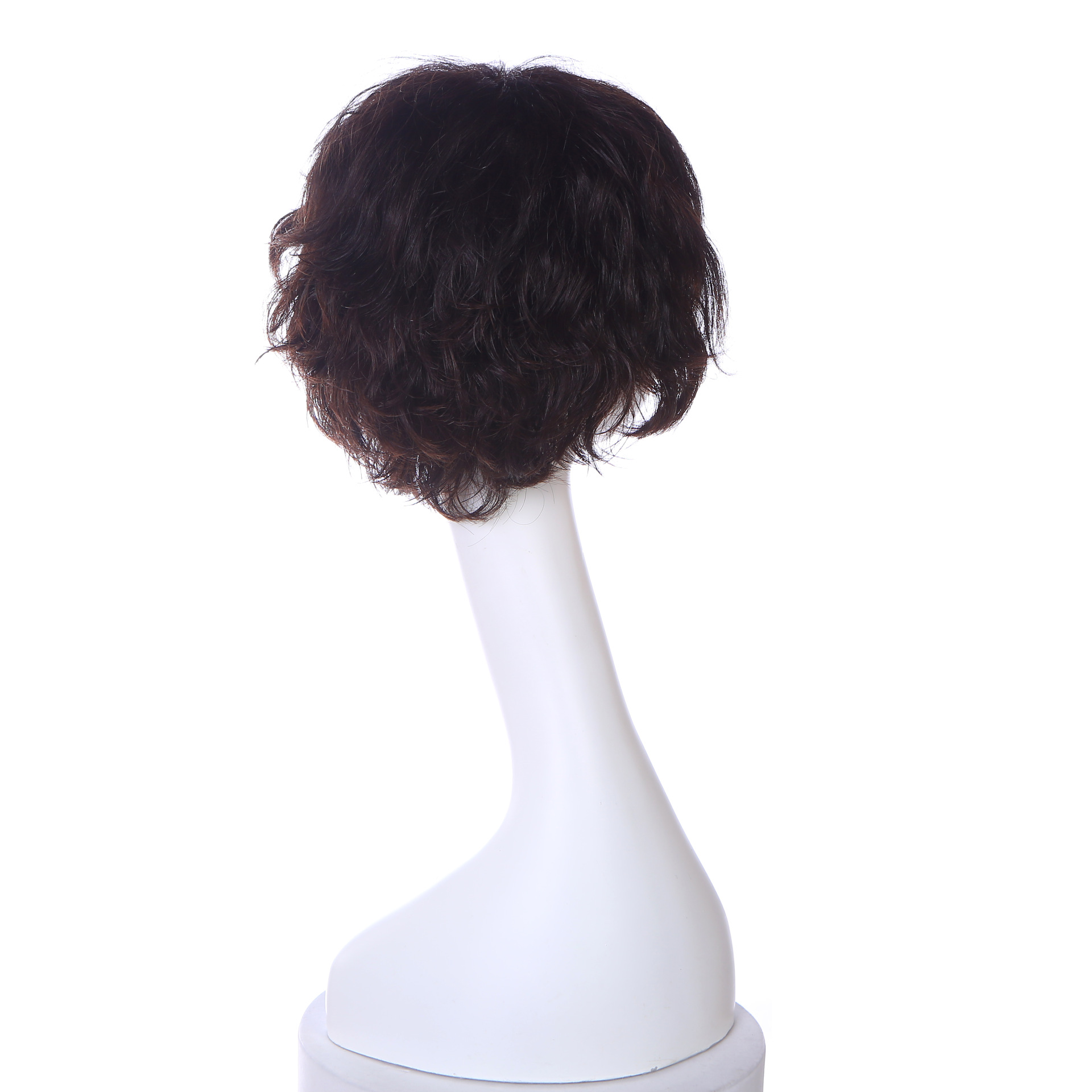 Cabello verdadero peluca de mediana edad mujer cabello corto madre cabeza fluida natural cabello de seda peluca LW0419