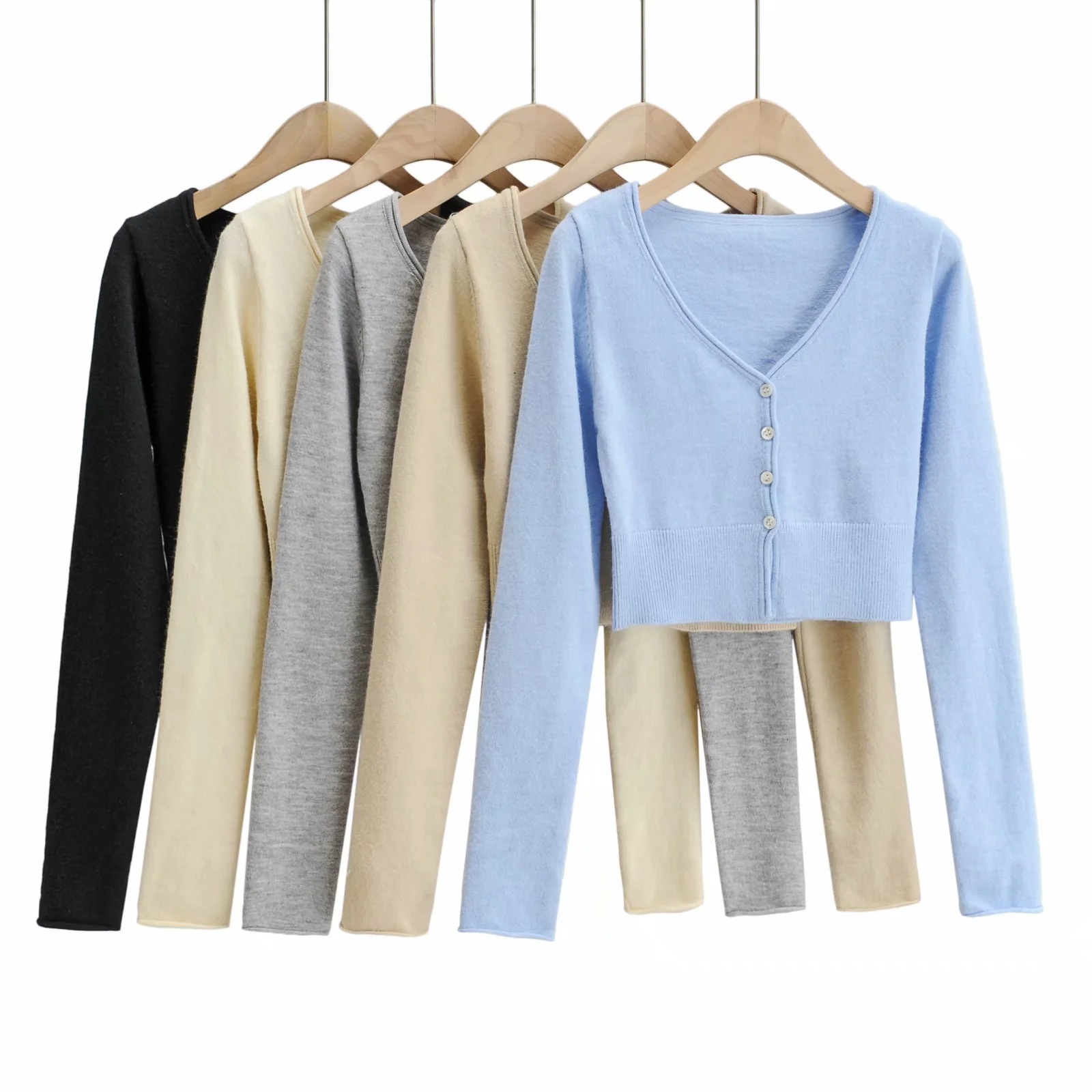 Solid color knitted cardigan NSAC24906