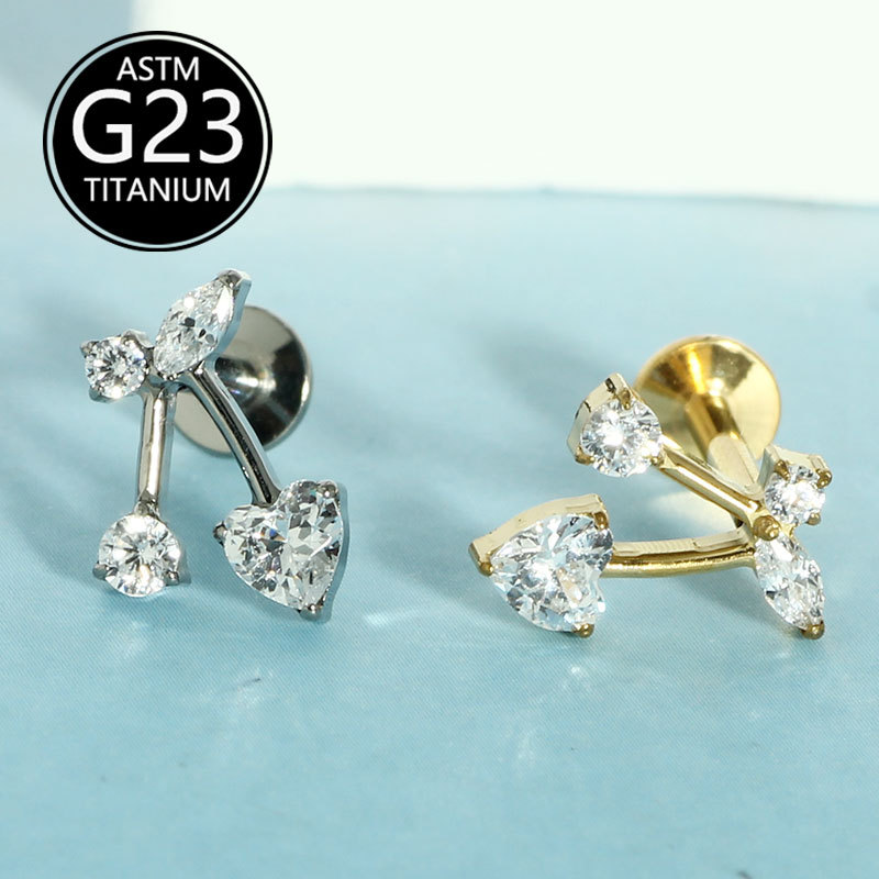 Pointed titanium steel lip stud product view