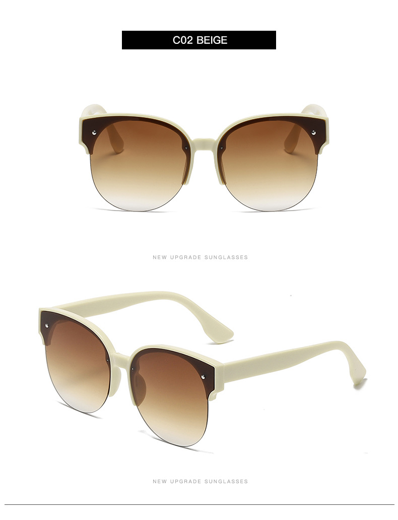 Gradient Color Pattern Unisex Gender Fashion Gradient Color PC UV400 Protection Round Frame Half Frame Women's Sunglasses