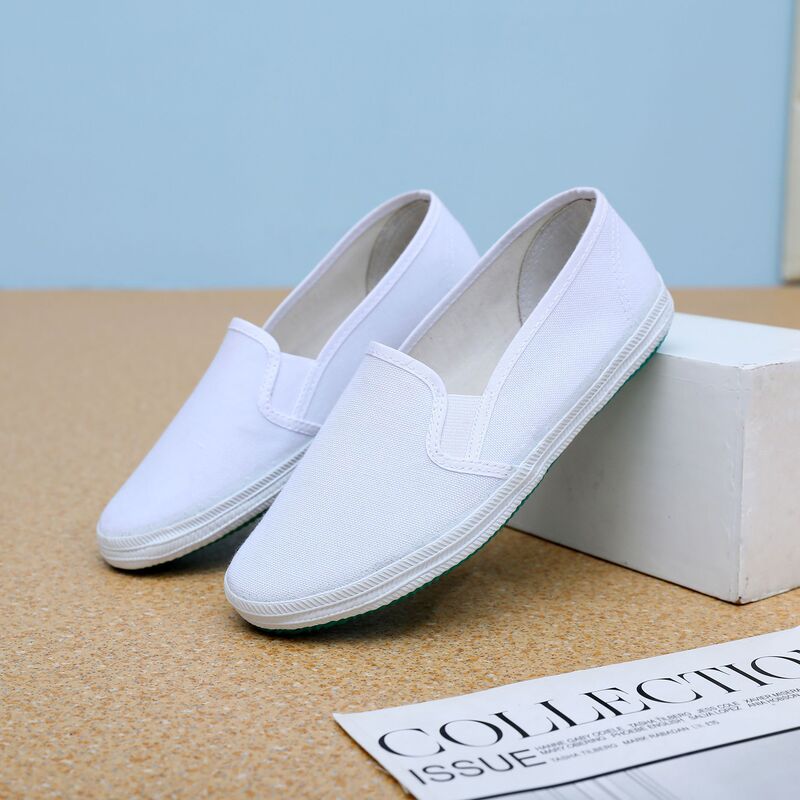 White Tennis Shoes, Canvas White Shoes, Gymnastics Martial Arts Shoes, Hand-Painted Shoes, Loose Mesh White Factory Shoes, Soft Sole White Slip-Ons