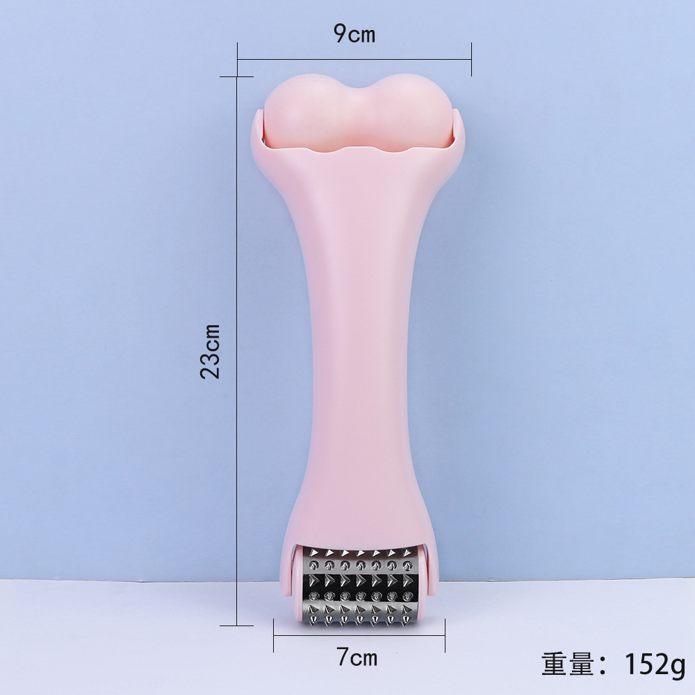 Nuevas herramientas de masaje facial transfronterizas, lifting de belleza, compresas de hielo, guía de masaje, rodillo de masaje de metal en forma de diente de lobo