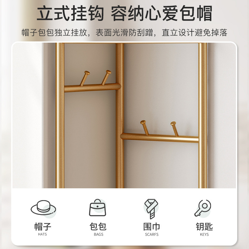 Perchero de esquina Perchero de dormitorio de piso a techo Perchero multifuncional en la puerta del hogar Sala de estar Estante de bolsa de lujo ligero