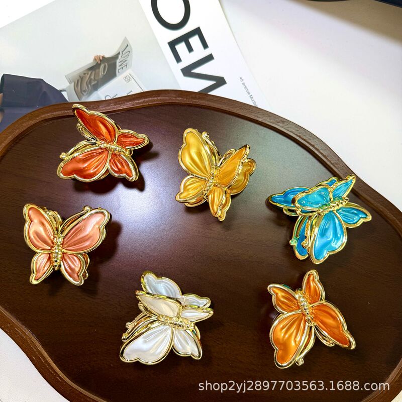 New Cross-Border Style Gold-Edged Butterfly Hair Clip, Summer Shark Clip for the Back of the Head, 4cm Hair Clips, Women's Hair Accessories, 19 Colors New Cross-Border Style Gold-Edged Butterfly Hair Clip, Summer Shark Clip for the Back of the Head, 4cm Hair Clips, Women's Hair Accessories, 19 Colors
