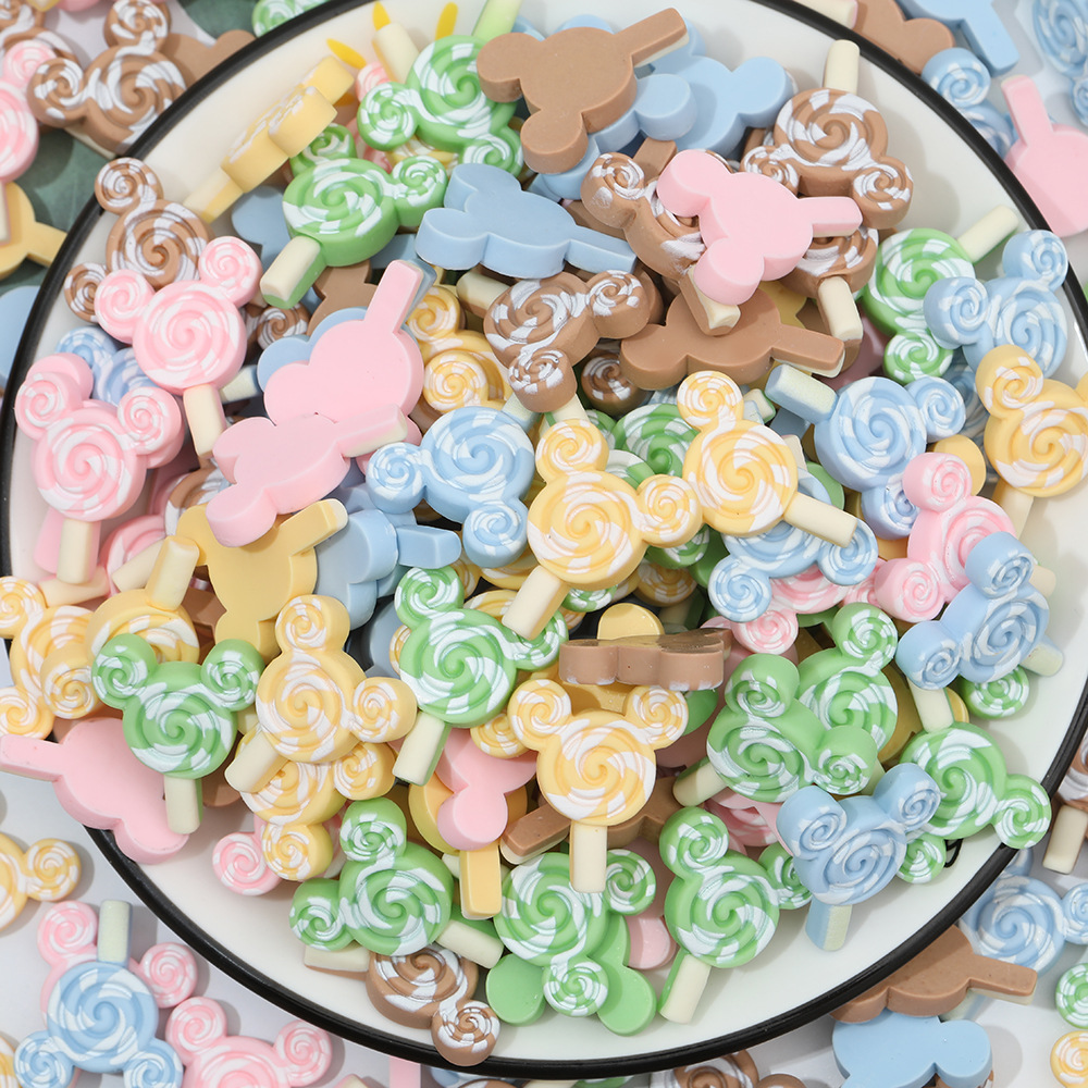 Macaron color oso Lollipop resina accesorios DIY crema pegamento teléfono caso accesorios para el cabello parche hecho a mano al por mayor