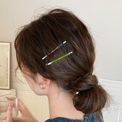 レトロなスタイルのアセテートヘアピン、ハイエンドで多用途なワンラインクリップ、細いサイドバングクリップ、女性用ヘアピンヘアアクセサリー