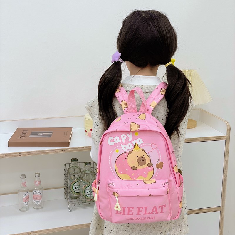 2025 nueva mochila para niños, estilo occidental, lindo Kapibala, mochila para niños y niñas, mochila de bebé impresa de moda