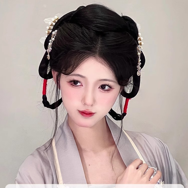 古装新年汉服假发一体式发包古风盘发假发髻明制蝴蝶结发型垫发女|undefined