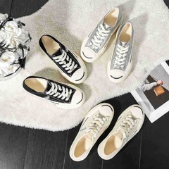 葡萄媽studiolee 經典圓頭厚底系帶增高低幫開口笑休閒帆布板鞋女