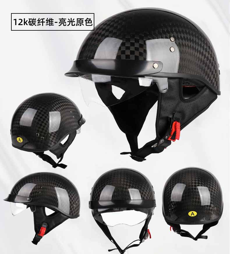 Carbon fiber half helmet motorcycle helmet retro 3C certified men's summer helmet for motorcycles, motorbikes, electric vehicles, women's all-season helmet