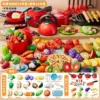 [Great Value New Year Gift of Peaceful Fruit] 23-piece fruit and vegetable set + 21-piece kitchen set [Can be peeled and cut]