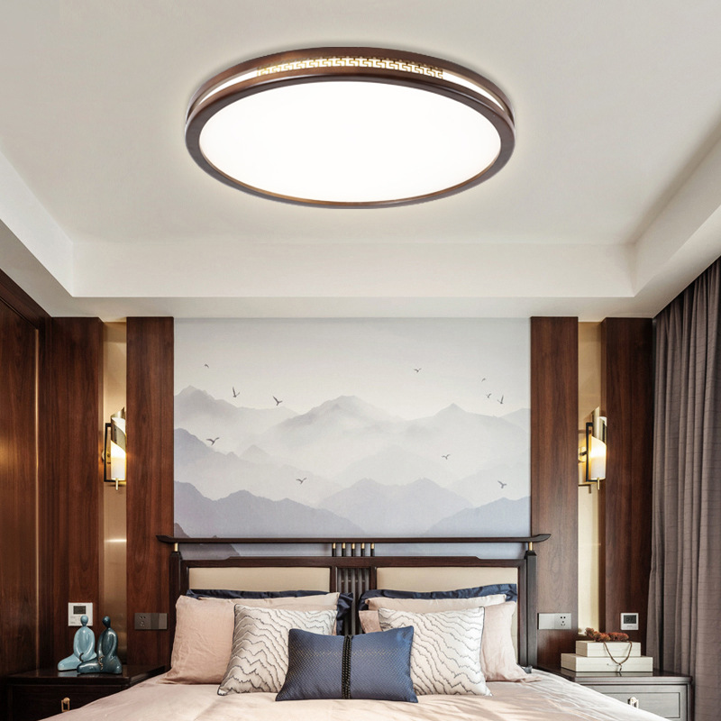New Chinese style ceiling lamp living room bedroom study lamp Chinese style black walnut solid wood modern simple copper lamp