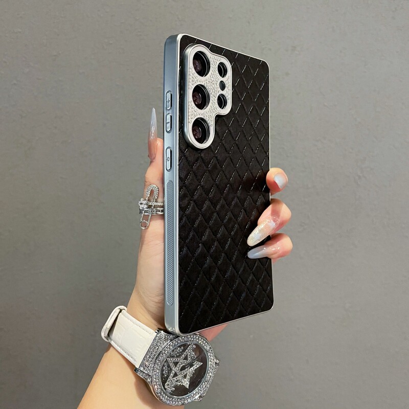 Diamond Lambskin Suitable for Samsung S25Ultra Mobile Phone Case S24Plus Flash Diamond S23 All-Inclusive A16 Protective Cover