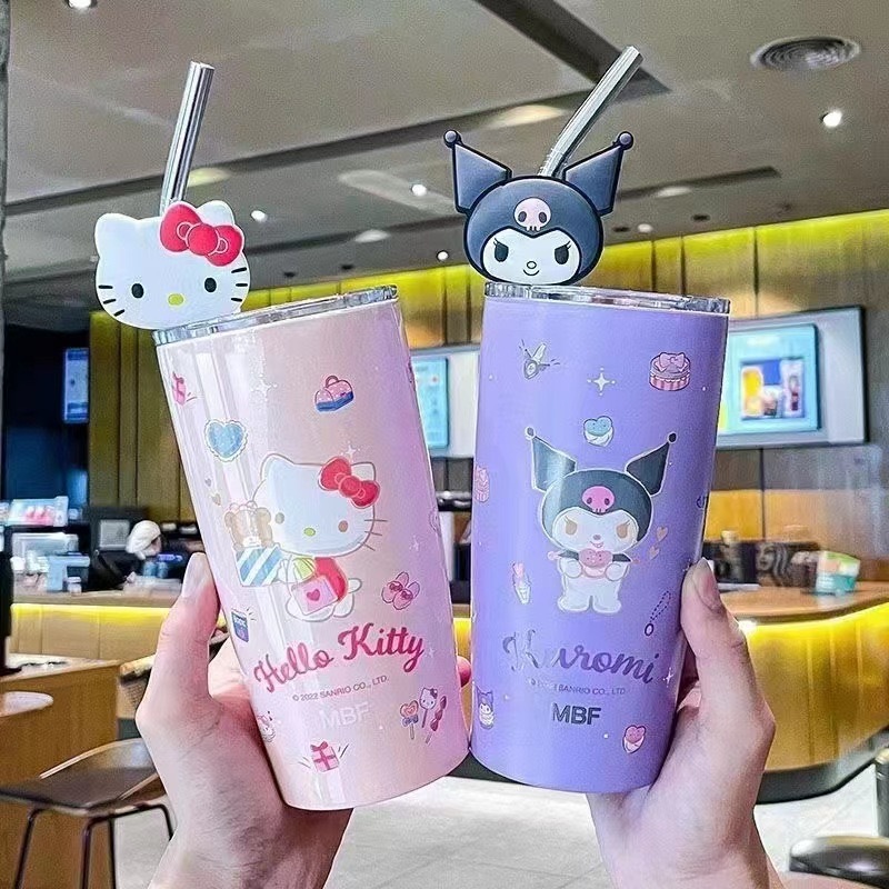 国境を越えた高価値の外国貿易サンリオ保冷コーヒーカップ 304 ステンレス鋼魔法瓶カップ 20 オンス大容量ストロー|undefined
