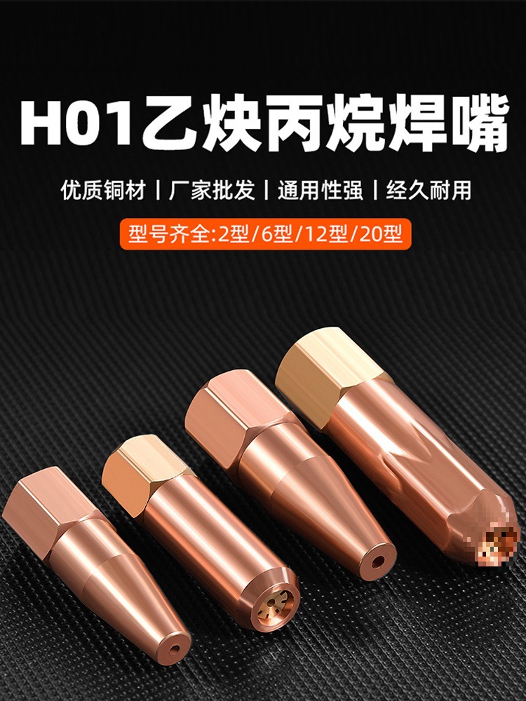 H01-6/12乙炔焊嘴头2升煤气丙烷液化气梅花焊咀紫铜射吸式焊枪嘴