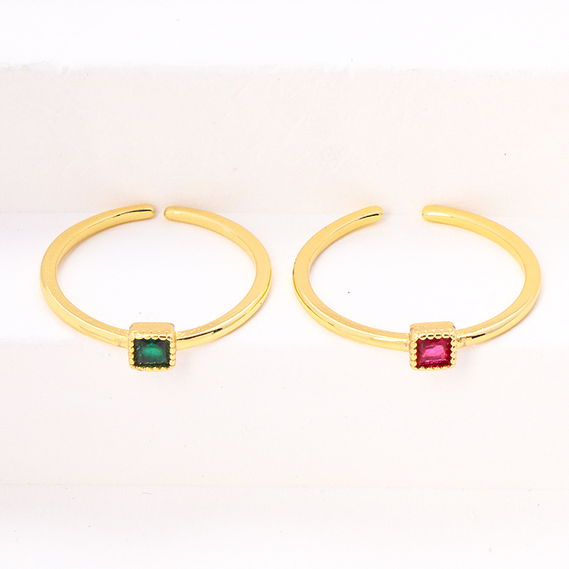 Simple Style Square Copper Inlay Zircon Open Rings display picture 5