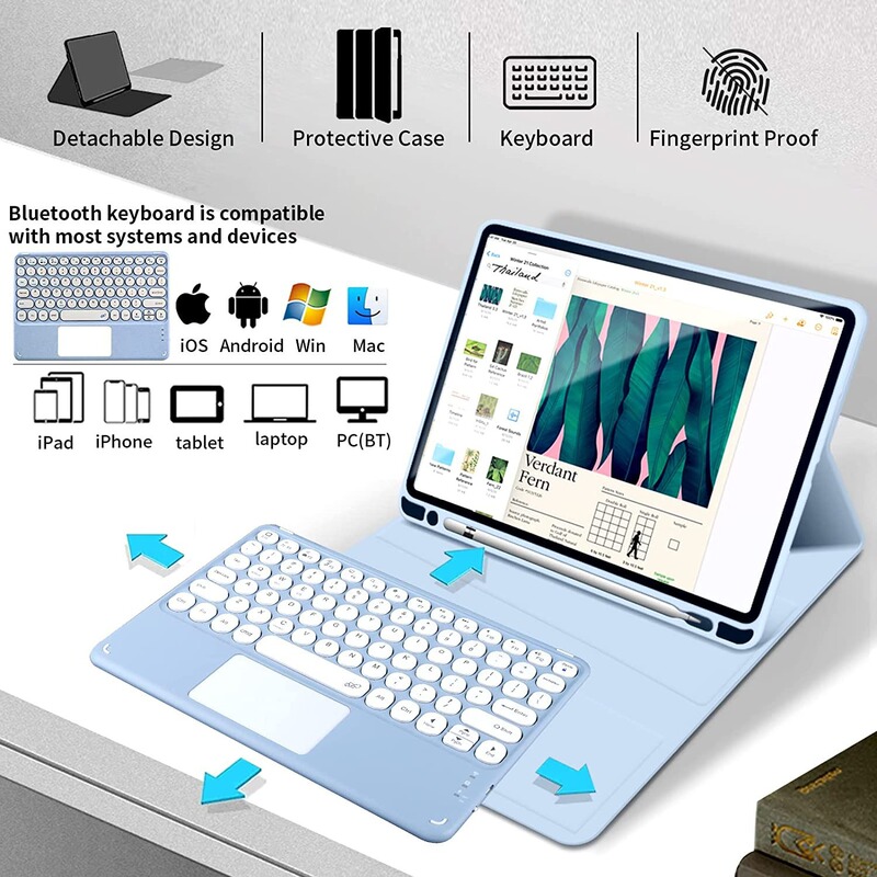 Suitable for Samsung Tab S9Fe 10.9 S7/S8/S9 11inch Round Cap Touch Keyboard Protective Cover