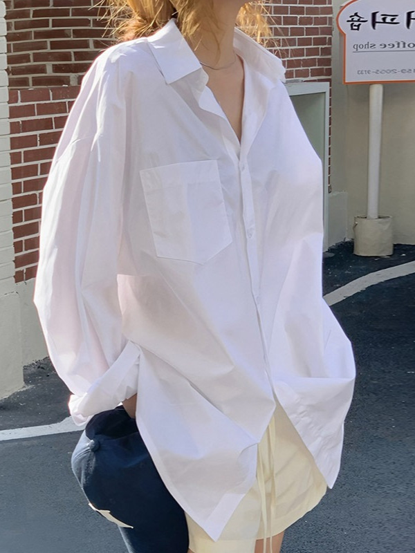 宽松慵懒男友风oversize中长款休闲衬衫女早秋新款防晒长袖衬衣薄|undefined