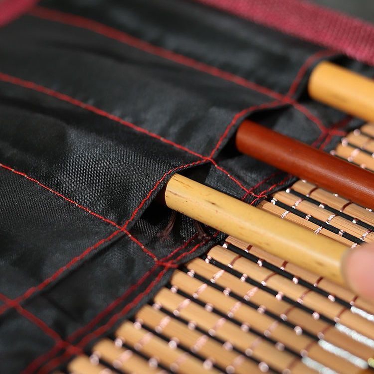 Calligraphy Brush Roll for Brushes of Various Sizes, Portable, Traditional Style, Bamboo-Made, Storage and Protection for Brushes, a Part of the Four Treasures of the Study
