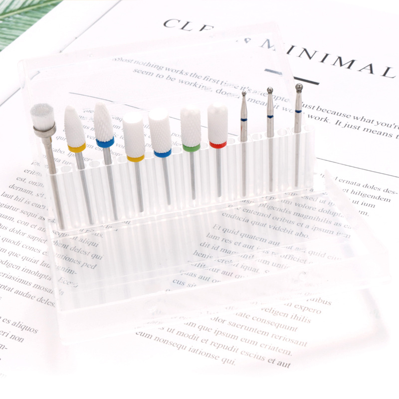 Unidad de pulido de uñas, taladro eléctrico de uñas, 10 piezas de cerámica, aleación de aluminio, acero, herramienta de pulido de piel muerta.