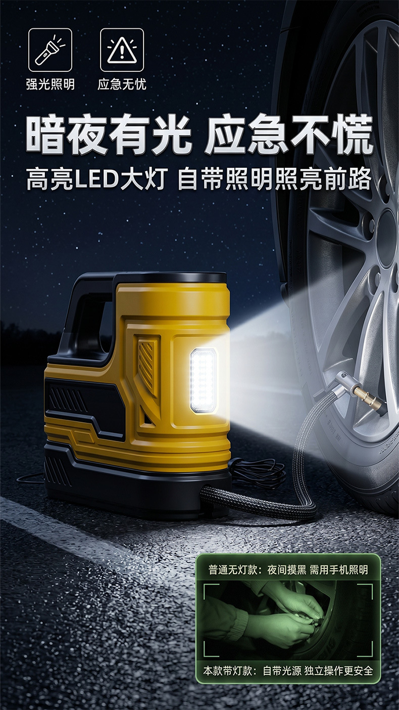 Car-Mounted Air Pump, Portable Car Air Pump, Multi-Functional Air Pump, High-Power Electric Tire Inflator