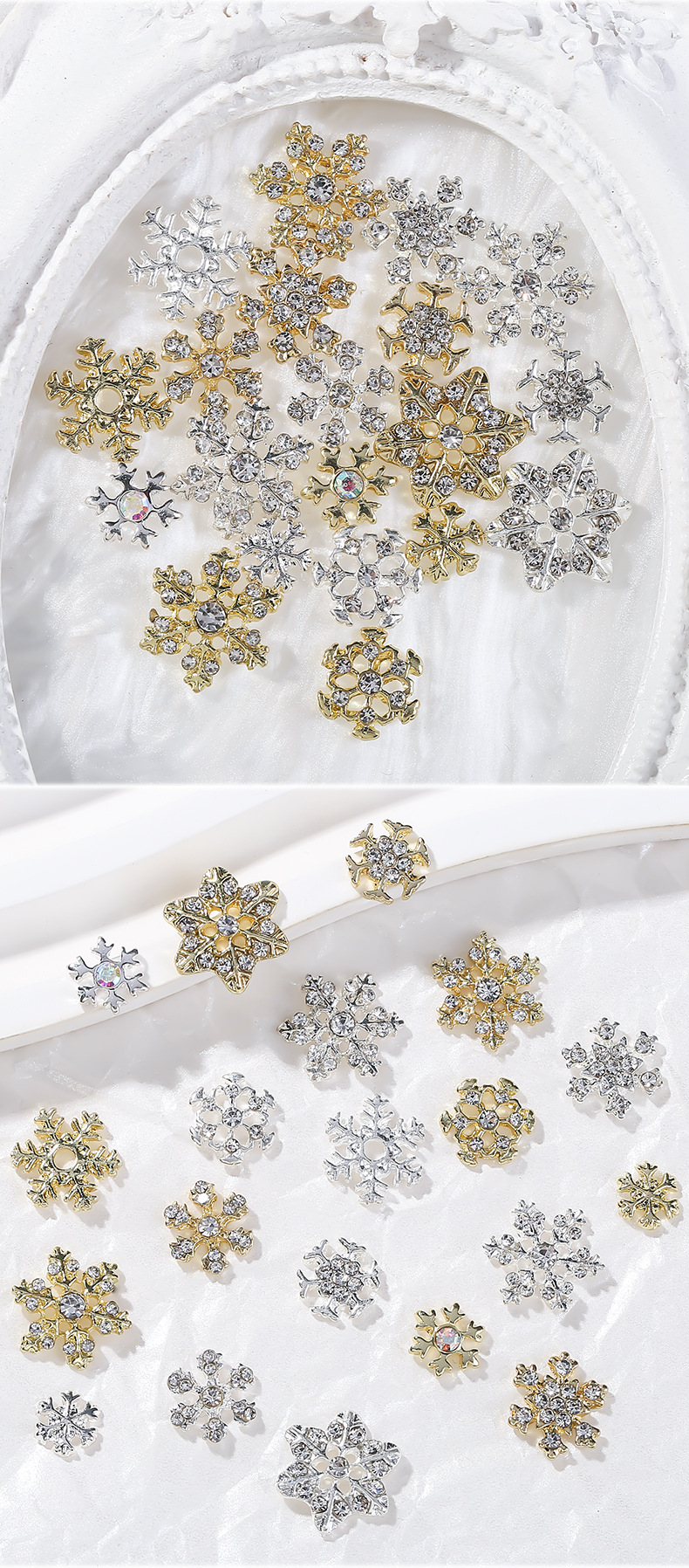 5g Weight Nail Decoration Accessories Nail Supplies 1 Piece Quantity Alloy Material Simple Style Snowflake Alloy Nail Decoration Accessories 1 Piece
