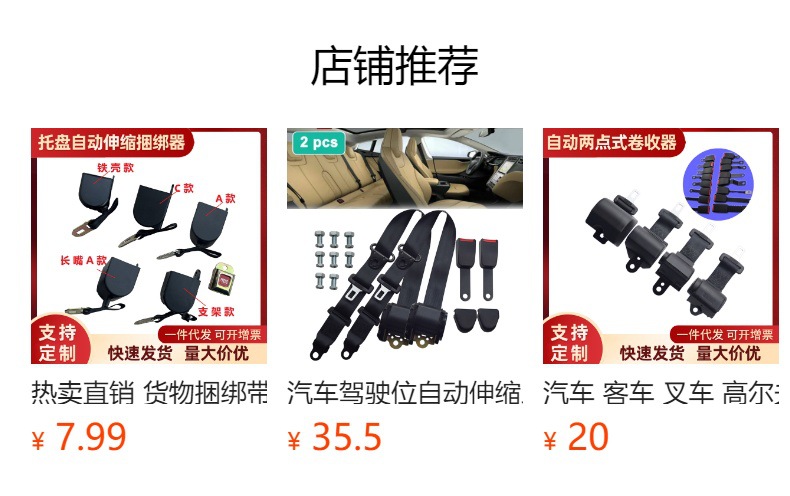 Cross-Border Forklift Bus Car Sightseeing Car Automatic Retractable Rewinder Safety Belt Two-Point Self-Locking Safety Belt